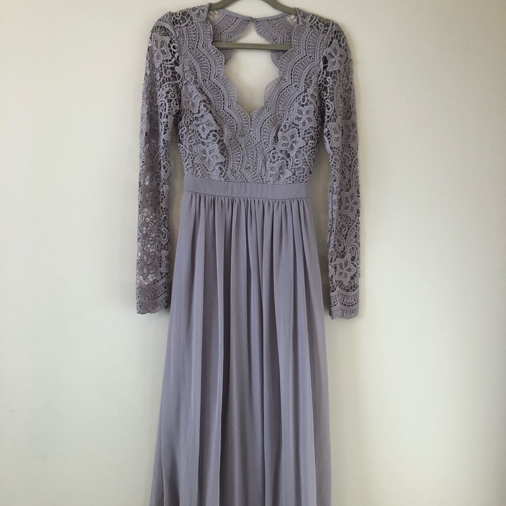 Grey Lace Maxi Dress